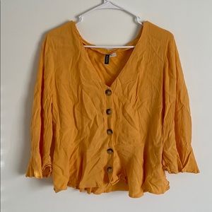 H&M Divided Mustard Yellow Buttoned Cropped Top 12